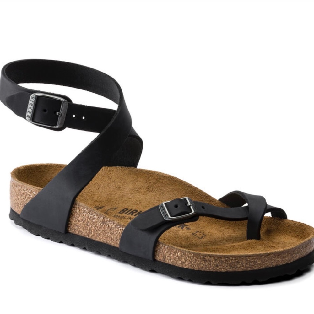 Birkenstock Yara black leather sandals womens 40 narrow